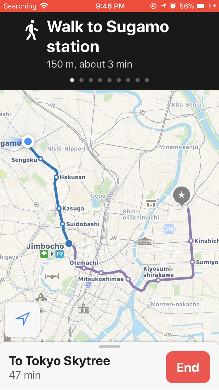 Tokyo's Railway Network as displayed in Google Maps' Directions